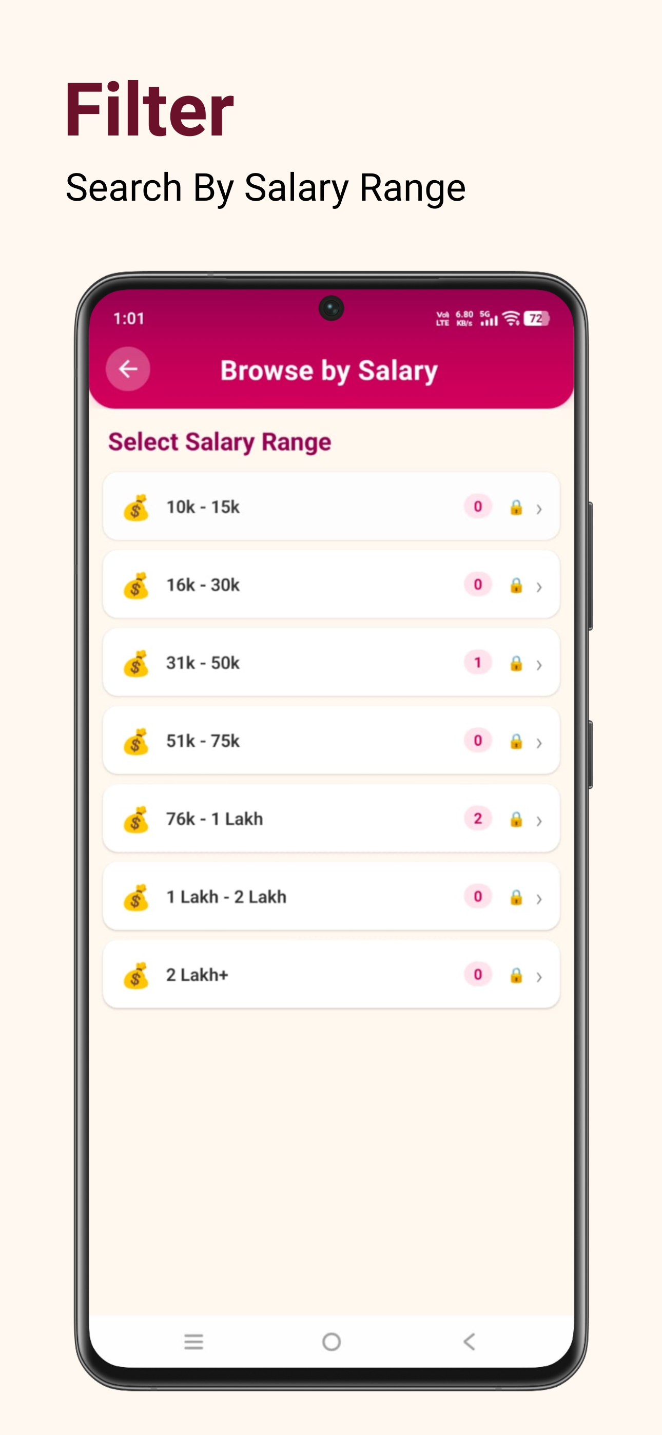 PalkarMatch Filter screen
